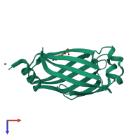 PDB entry 7pac coloured by chain, top view.