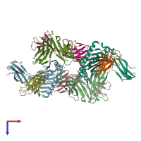 PDB entry 7pb2 coloured by chain, top view.