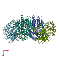 PDB entry 7pcw coloured by chain, top view.