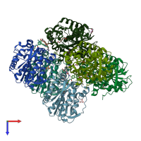 PDB entry 7pcx coloured by chain, top view.