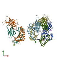 PDB entry 7pdy coloured by chain, front view.