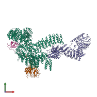 PDB entry 7peb coloured by chain, front view.