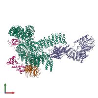 PDB entry 7pec coloured by chain, front view.