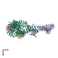 PDB entry 7pec coloured by chain, top view.
