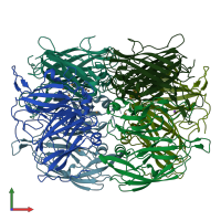 PDB entry 7pen coloured by chain, front view.