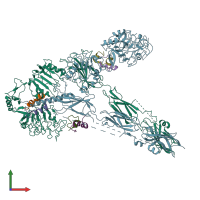 PDB entry 7pg0 coloured by chain, front view.