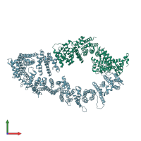 PDB entry 7pgp coloured by chain, front view.