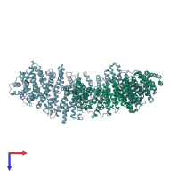 PDB entry 7pgp coloured by chain, top view.