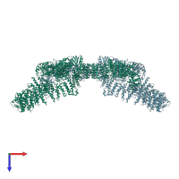 PDB entry 7pgr coloured by chain, top view.