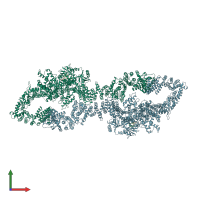 PDB entry 7pgu coloured by chain, front view.