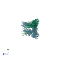 PDB entry 7pgu coloured by chain, side view.