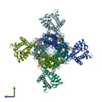 PDB entry 7phi coloured by chain, side view.