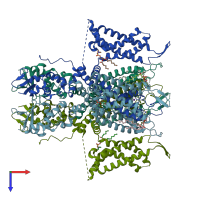 PDB entry 7phi coloured by chain, top view.