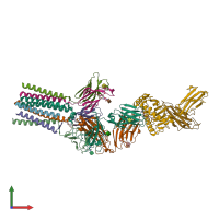 PDB entry 7phr coloured by chain, front view.