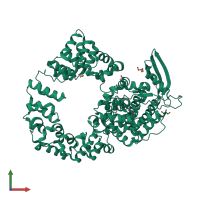 PDB entry 7phy coloured by chain, front view.