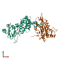 PDB entry 7pjh coloured by chain, front view.