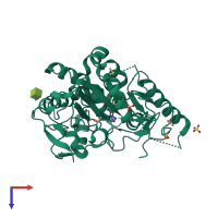 PDB entry 7pjr coloured by chain, top view.