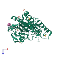 PDB entry 7pk3 coloured by chain, top view.