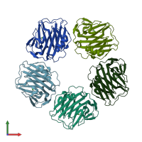 PDB entry 7pkb coloured by chain, front view.