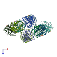 PDB entry 7pkd coloured by chain, top view.