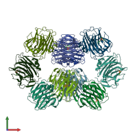 PDB entry 7pkh coloured by chain, front view.