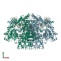 PDB entry 7plm coloured by chain, front view.