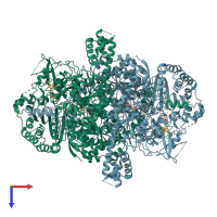 PDB entry 7plm coloured by chain, top view.