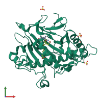 PDB entry 7poy coloured by chain, front view.