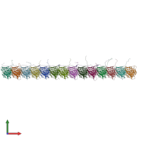 PDB entry 7pqp coloured by chain, front view.