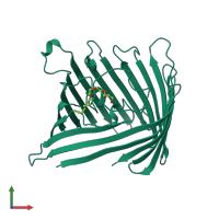 PDB entry 7prn coloured by chain, front view.