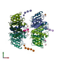 PDB entry 7prs coloured by chain, front view.
