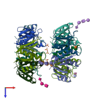 PDB entry 7prs coloured by chain, top view.