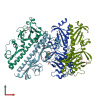 PDB entry 7psg coloured by chain, front view.