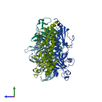 PDB entry 7psg coloured by chain, side view.