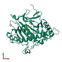 PDB entry 7psw coloured by chain, front view.