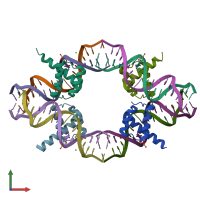 PDB entry 7psx coloured by chain, front view.
