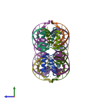 PDB entry 7psx coloured by chain, side view.