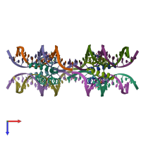 PDB entry 7psx coloured by chain, top view.