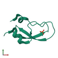 PDB entry 7pti coloured by chain, front view.