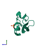 PDB entry 7pti coloured by chain, side view.