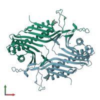 PDB entry 7puf coloured by chain, front view.