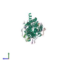 PDB entry 7px4 coloured by chain, side view.