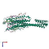 PDB entry 7px4 coloured by chain, top view.