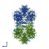 PDB entry 7px8 coloured by chain, side view.