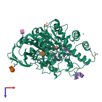 PDB entry 7q1m coloured by chain, top view.