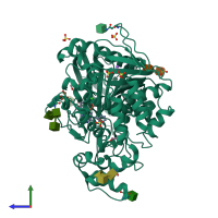 PDB entry 7q1o coloured by chain, side view.