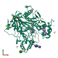 PDB entry 7q1p coloured by chain, front view.