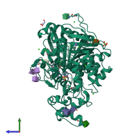 PDB entry 7q1p coloured by chain, side view.
