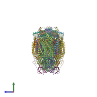 PDB entry 7q21 coloured by chain, side view.