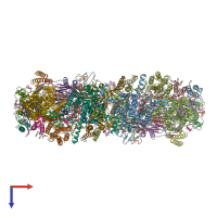 PDB entry 7q21 coloured by chain, top view.
